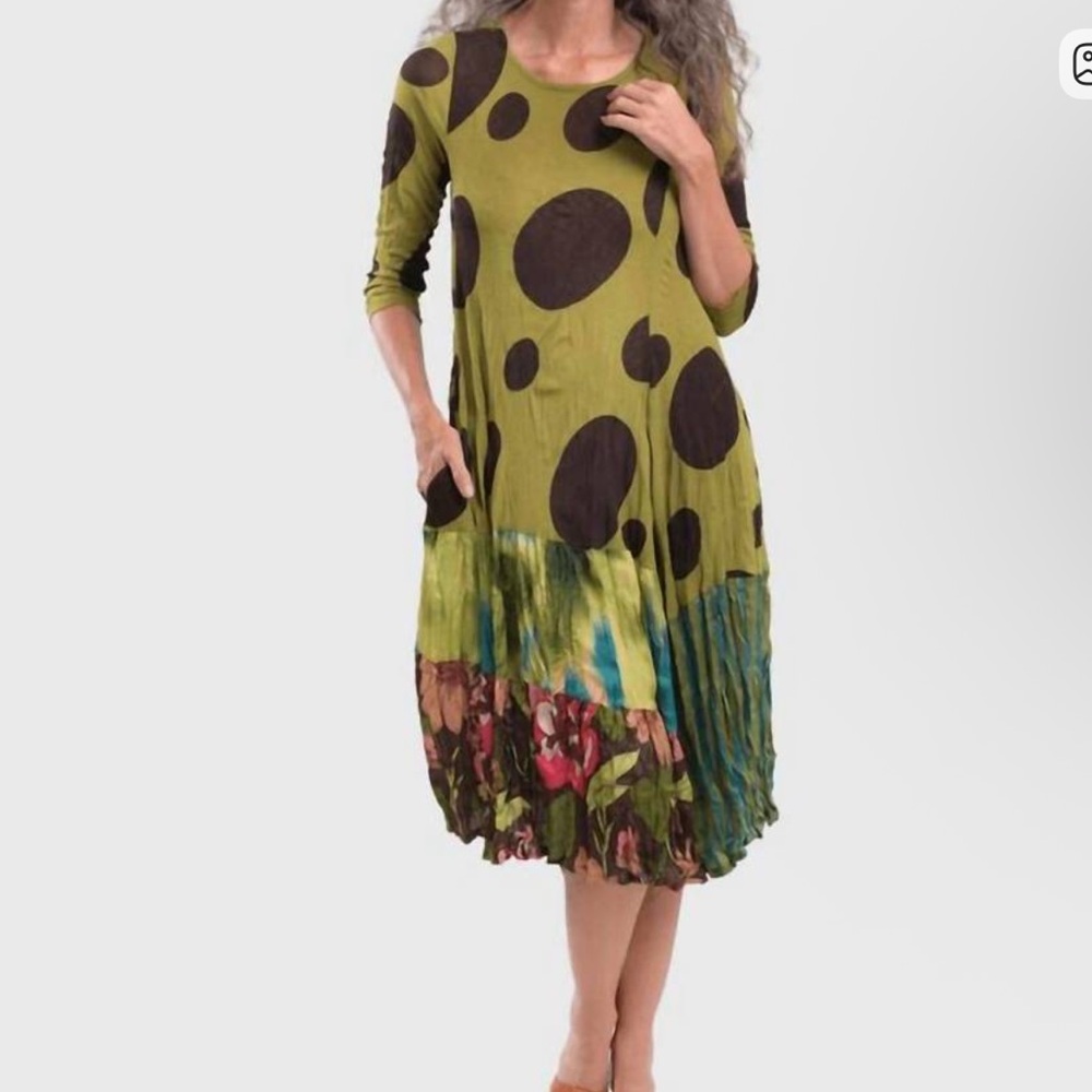 ALEMBIKA‎ Polka Dot Sara Swing Dress Olive Size 4